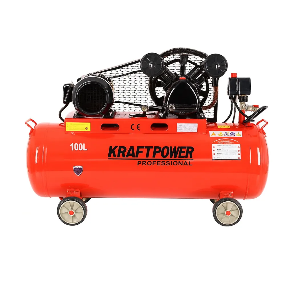 Compresseur d’Air KRAFTPOWER 100L – 3,4 kW (4,6 HP) – 580 L/min – Triphasé 400V